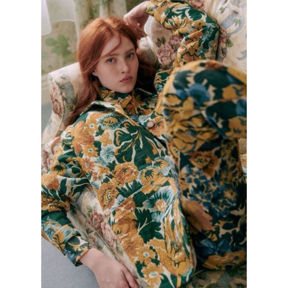 NWT Sézane Will Garden Flowers Jacquard Vintage Floral Pattern Jacket XS Sezane - Picture 9 of 9